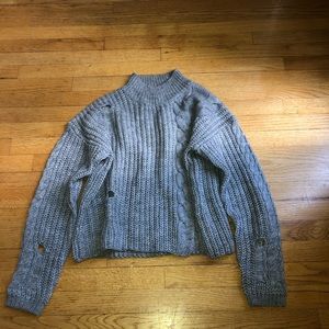 Lumiere distress medium grey cable sweater
